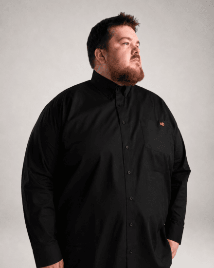 Motley Denim Lisbon Long Sleeve Shirt Black - Camicie - Camicie Taglie Forti Uomo
