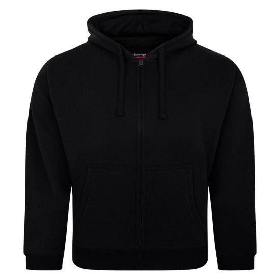 Espionage LW162 Hooded Zip Through Sweat Shirt Nero - Felpe & felpe con cappuccio - Felpe & Felpe con Cappuccio Uomo Taglie Forti