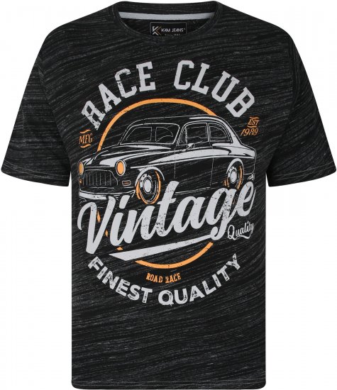 Kam Jeans 5740 Race Club Injected Marl Tee Black - Magliette - Magliette Uomo Taglie Forti