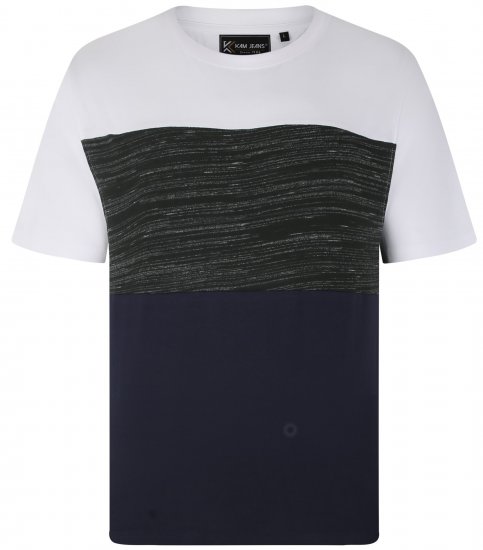 Kam Jeans 5739 Contrast Panel Cut & Saw T-Shirt Charcoal - Magliette - Magliette Uomo Taglie Forti