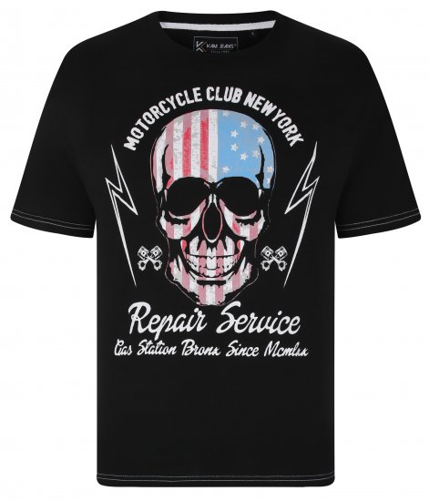 Kam Jeans 5733 USA Skull Print T-Shirt Black - Magliette - Magliette Uomo Taglie Forti