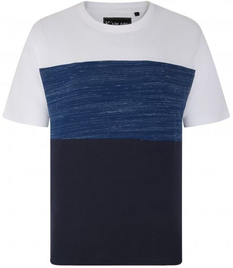 Kam Jeans 5739 Contrast Panel Cut & Saw T-Shirt Navy - Magliette - Magliette Uomo Taglie Forti