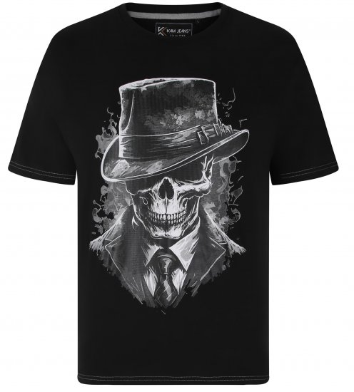 Kam Jeans 5734 Gentleman Skull Printed Black - Magliette - Magliette Uomo Taglie Forti