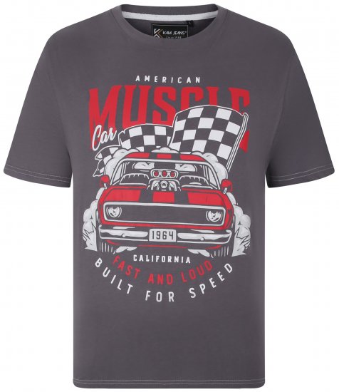 Kam Jeans 5732 Amercian Muscle Print T-Shirt Slate - Magliette - Magliette Uomo Taglie Forti