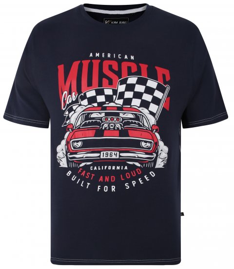Kam Jeans Amercian Muscle Print T-Shirt Navy - Magliette - Magliette Uomo Taglie Forti