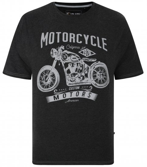 Kam Jeans 5730 Motor Cycle Print T-Shirt Charcoal - Magliette - Magliette Uomo Taglie Forti