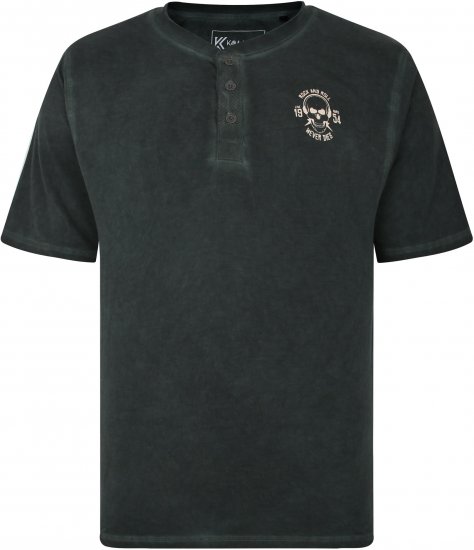 Kam Jeans 5741 Acid Wash Skull Print Tee Charcoal - Magliette - Magliette Uomo Taglie Forti
