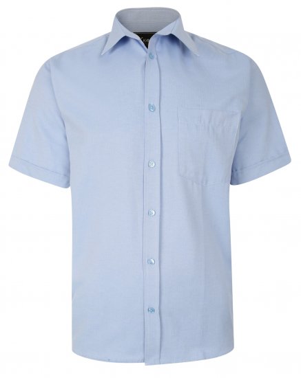 Kam Jeans 6283 Casual SS Herringbone Shirt Blue - Camicie - Camicie Taglie Forti Uomo