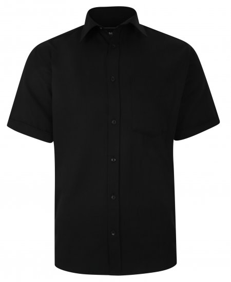 Kam Jeans 6283 Casual SS Herringbone Shirt Black - Camicie - Camicie Taglie Forti Uomo