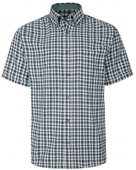 Kam Jeans 6285 Casual SS Check Shirt Evergreen - Camicie - Camicie Taglie Forti Uomo