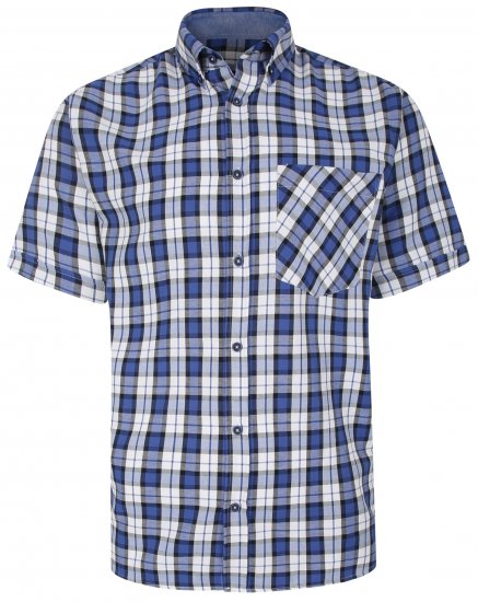 Kam Jeans 6286 Casual SS Check Shirt Blue - Camicie - Camicie Taglie Forti Uomo