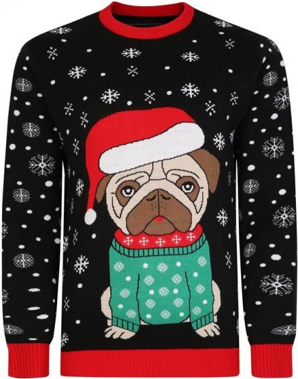 Kam Jeans X024 Bulldog Santa Xmas Sweatshirt Black - Felpe & felpe con cappuccio - Felpe & Felpe con Cappuccio Uomo Taglie Forti