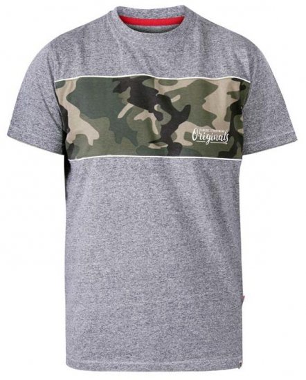 D555 Major Camo Print Crew Neck T-Shirt Grey - Magliette - Magliette Uomo Taglie Forti