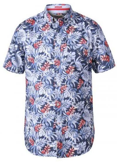 D555 Malibu Hawaiian Short Sleeve Shirt Blue - Camicie - Camicie Taglie Forti Uomo