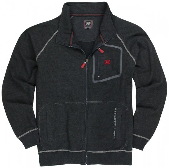 Adamo Manuel Sweatshirt with Zipper Charcoal - Felpe & felpe con cappuccio - Felpe & Felpe con Cappuccio Uomo Taglie Forti
