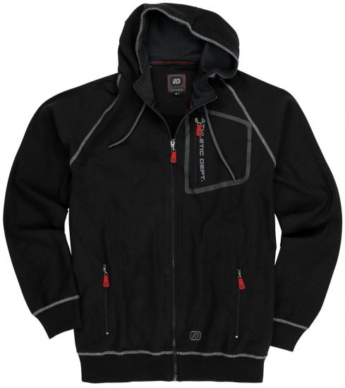 Adamo Michael Hoodie with Zipper Black - Felpe & felpe con cappuccio - Felpe & Felpe con Cappuccio Uomo Taglie Forti