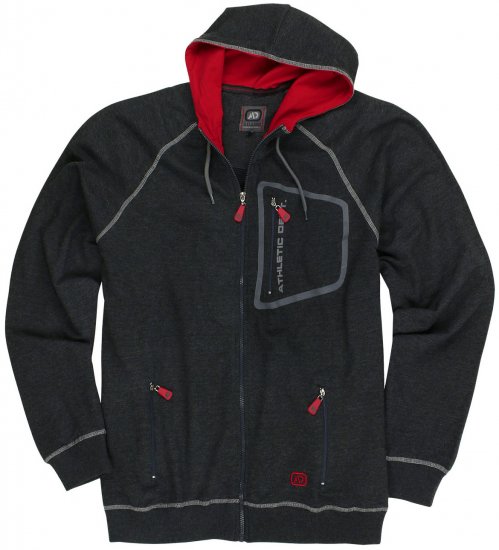 Adamo Michael Hoodie with Zipper Charcoal - Felpe & felpe con cappuccio - Felpe & Felpe con Cappuccio Uomo Taglie Forti