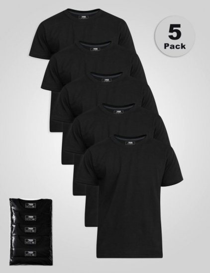 D555 Smartly T-shirt girocollo Nero confezione da 5 - Magliette - Magliette Uomo Taglie Forti