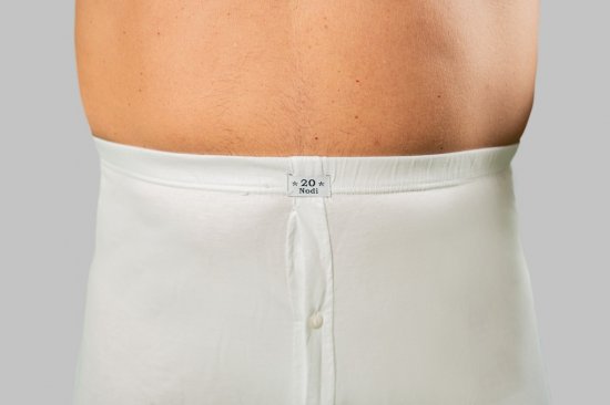 20 Nodi Combed Cotton Jersey Boxer with Front Button Fly White - Intimo & costumi da bagno - Intimo Taglie Forti Uomo
