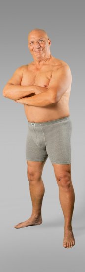 20 Nodi Stretch Cotton Boxer with Embroidered Long Leg Grey - Intimo & costumi da bagno - Intimo Taglie Forti Uomo