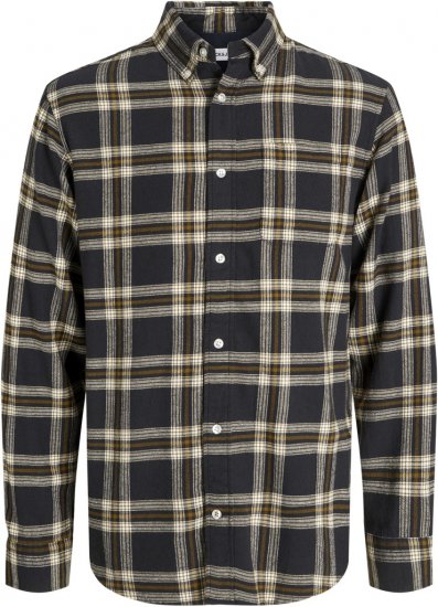 Jack & Jones Classic Flannel Long Sleeve Shirt Black - Camicie - Camicie Taglie Forti Uomo