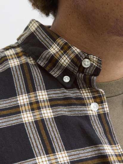 Jack & Jones Classic Flannel Long Sleeve Shirt Black - Camicie - Camicie Taglie Forti Uomo