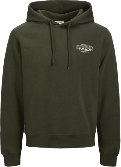 Jack & Jones Makoto Hoodie Small Print Green - Felpe & felpe con cappuccio - Felpe & Felpe con Cappuccio Uomo Taglie Forti