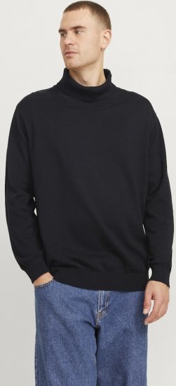 Jack & Jones Basic Knitted Sweater with Rolled Neck Black - Felpe & felpe con cappuccio - Felpe & Felpe con Cappuccio Uomo Taglie Forti