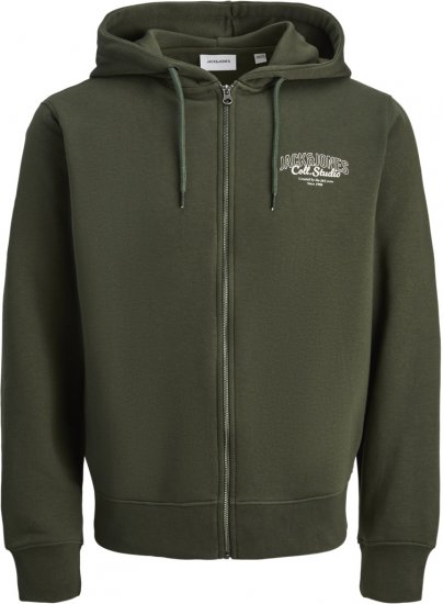 Jack & Jones Makoto Hoodie with Zipper Green - Felpe & felpe con cappuccio - Felpe & Felpe con Cappuccio Uomo Taglie Forti