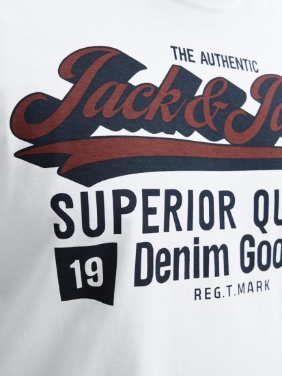 Jack & Jones Logo 2COL T-Shirt White - Magliette - Magliette Uomo Taglie Forti