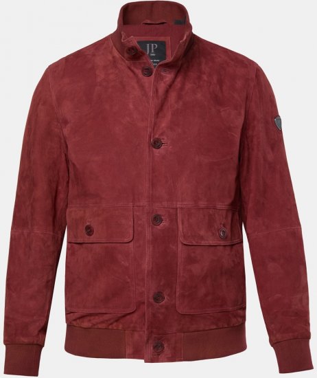 JP1880 Leather Jacket Suede with Stand-up Collar Red - Giubbotti - Giubbotti Uomo Taglie Forti