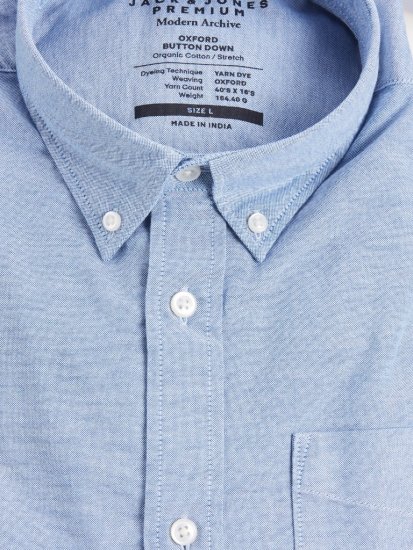 Jack & Jones Brook Oxford Shirt Long Sleeve Blue - Camicie - Camicie Taglie Forti Uomo
