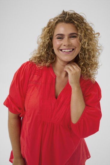 Kaffe Curve Karlia 3/4 Sleeve Blouse Red - Camicette - 