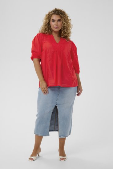 Kaffe Curve Karlia 3/4 Sleeve Blouse Red - Camicette - 