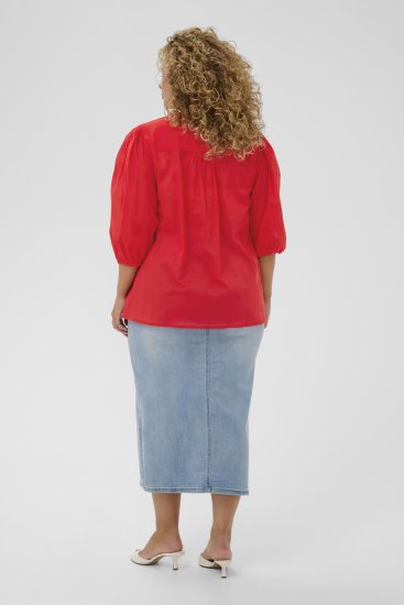 Kaffe Curve Karlia 3/4 Sleeve Blouse Red - Camicette - 