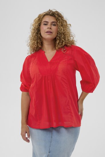 Kaffe Curve Karlia 3/4 Sleeve Blouse Red - Camicette - 