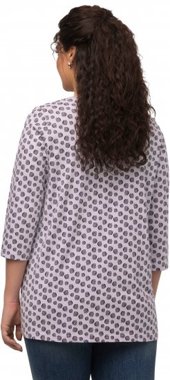 Ulla Popken Polka Dot 3/4 Sleeve Square Neck A-Line Tee Light Blue-Grey - T-shirt stampate da donna - 