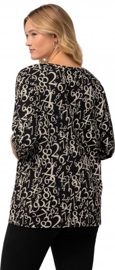 Ulla Popken Number Print 3/4 Sleeve Tee Black - T-shirt stampate da donna - 