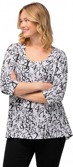 Ulla Popken Number Print 3/4 Sleeve Tee Snow White - T-shirt stampate da donna - 