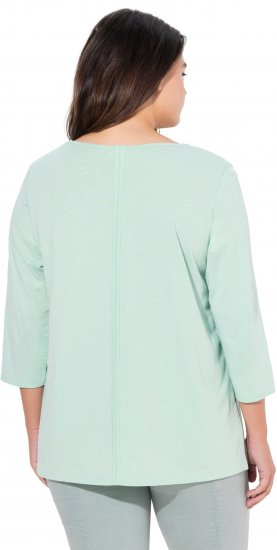 Ulla Popken Metallic Lettering 3/4 Sleeve Tee Mint Green - T-shirt stampate da donna - 