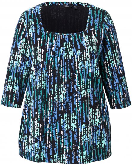 Ulla Popken Graphic Print Square Neck Tee Black - T-shirt stampate da donna - 