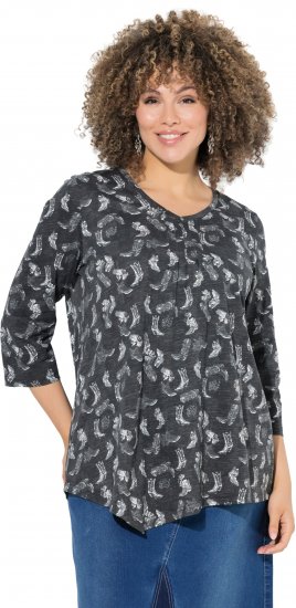 Ulla Popken Asymmetric Cowboy Boot Print Tee Black - T-shirt stampate da donna - 