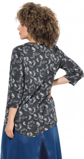Ulla Popken Asymmetric Cowboy Boot Print Tee Black - T-shirt stampate da donna - 