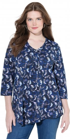 Ulla Popken Asymmetric Cowboy Boot Print Tee Dark Blue - T-shirt stampate da donna - 