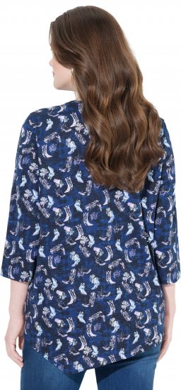 Ulla Popken Asymmetric Cowboy Boot Print Tee Dark Blue - T-shirt stampate da donna - 