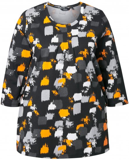 Ulla Popken Graphic Print 3/4 Sleeve Tee Black - T-shirt stampate da donna - 