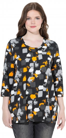 Ulla Popken Graphic Print 3/4 Sleeve Tee Black - T-shirt stampate da donna - 