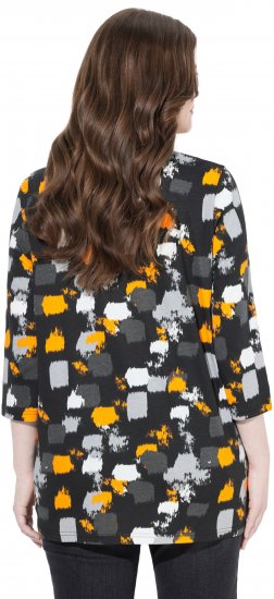 Ulla Popken Graphic Print 3/4 Sleeve Tee Black - T-shirt stampate da donna - 