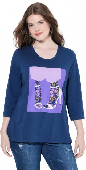 Ulla Popken Fashion Graphic T-Shirt Dark Blue - T-shirt stampate da donna - 