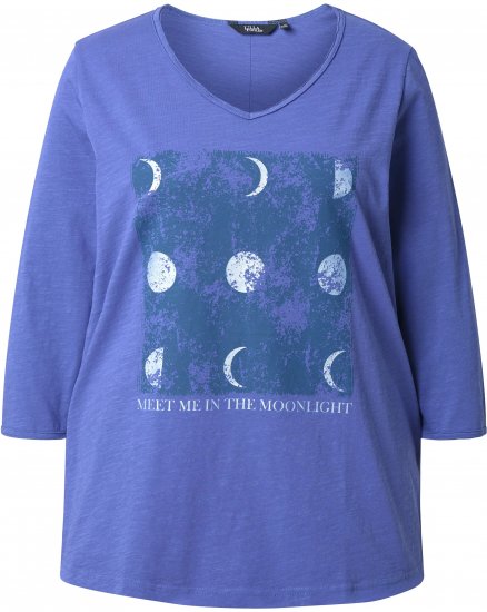 Ulla Popken Meet Me In The Moonlight 3/4 Sleeve Graphic Tee Atlantic Blue - T-shirt stampate da donna - 